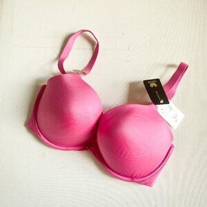 NWT WAcoal Pink Pushup Back Smoothing Bra 34DD